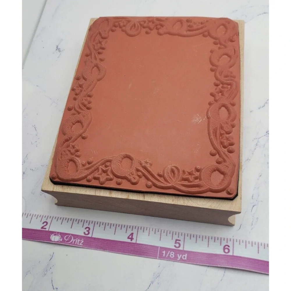 All Night Media Christmas Holiday Ornament Frame Wood Mounted Rubber Stamp 978K